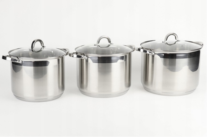 Ensemble de Casseroles en Acier Inoxydable – 6 Pièces (13L / 16L / 19L)
