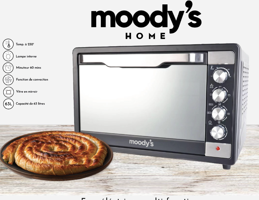 Four Électrique Multifonction Moody's Home - Capacité 63L