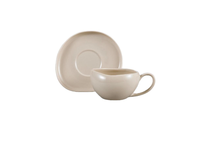 Set de tasses à moka Wave Biscuit – Almina (12 pièces)
