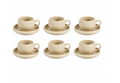 Set de tasses à café Lissa Bonna Biscuit – Almina (12 pièces, 220 ml)