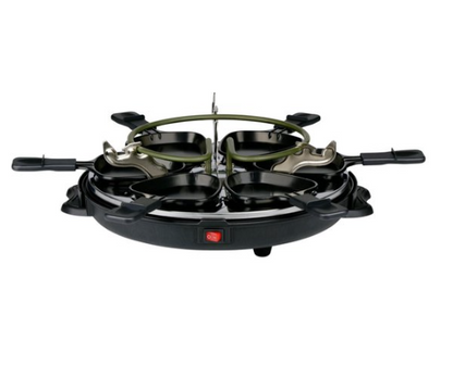 Grill Raclette Alpina – 800W, 8 poêlons, plaque réversible