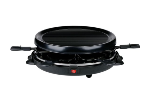 Grill Raclette Alpina – 800W, 8 poêlons, plaque réversible