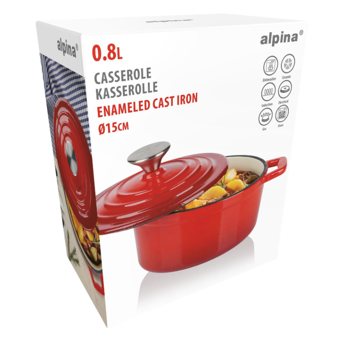 Casserole en fonte 14 cm “Alpina” – Rouge