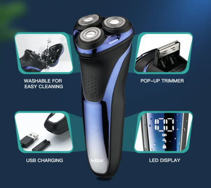 Rasoir électrique professionnel VGR V-306 – 3 têtes, étanche, 500 mAh