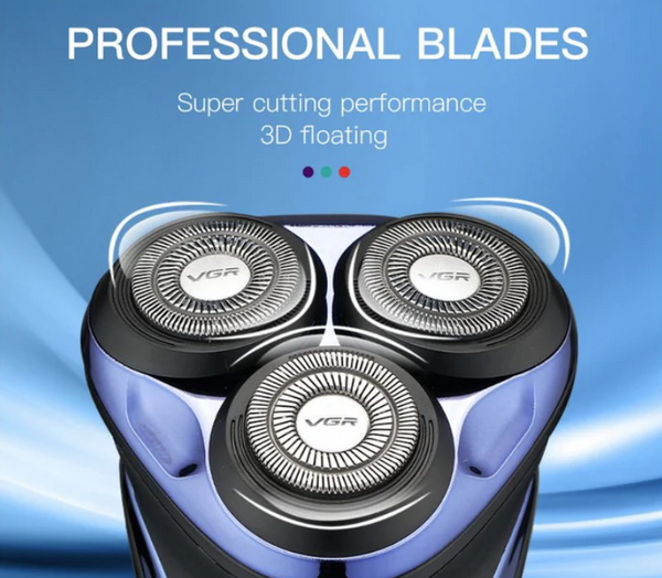 Rasoir électrique professionnel VGR V-306 – 3 têtes, étanche, 500 mAh