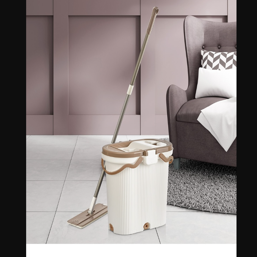 Set de nettoyage avec balai serpillière plat et seau essoreur-Vip Ahmet