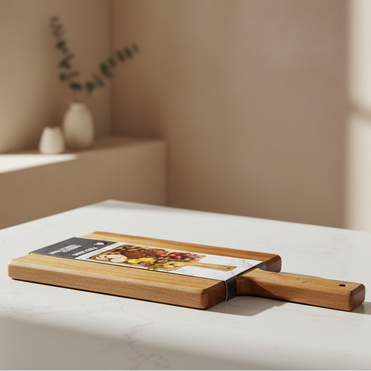 Planche de service en bois d’acacia avec poignée