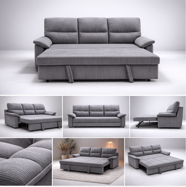 Canapé-lit COMFORT 3 places convertible – 200 x 96 x 97 cm – Gris