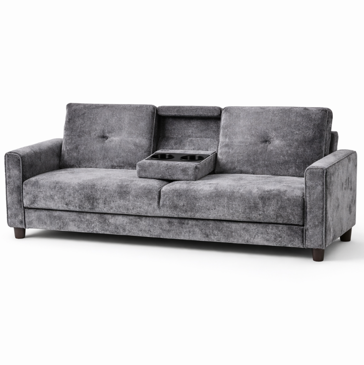 Canapé-lit MILO 3 places convertible – 204 x 83 x 83 cm – Velours Gris