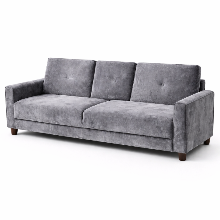 Canapé-lit MILO 3 places convertible – 204 x 83 x 83 cm – Velours Gris Image principale du produit