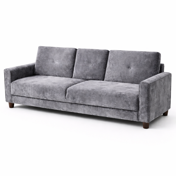 Canapé-lit MILO 3 places convertible – 204 x 83 x 83 cm – Velours Gris