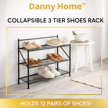 Danny Home Étagère à Chaussures Pliable 3 Niveaux – Range-Chaussures Gain de Place