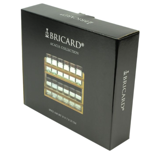 BRICARD Set de 13 Pots à Épices en Acacia – 31 × 7 × 27 cm