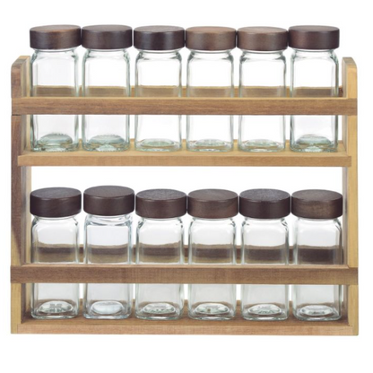 BRICARD Set de 13 Pots à Épices en Acacia – 31 × 7 × 27 cm