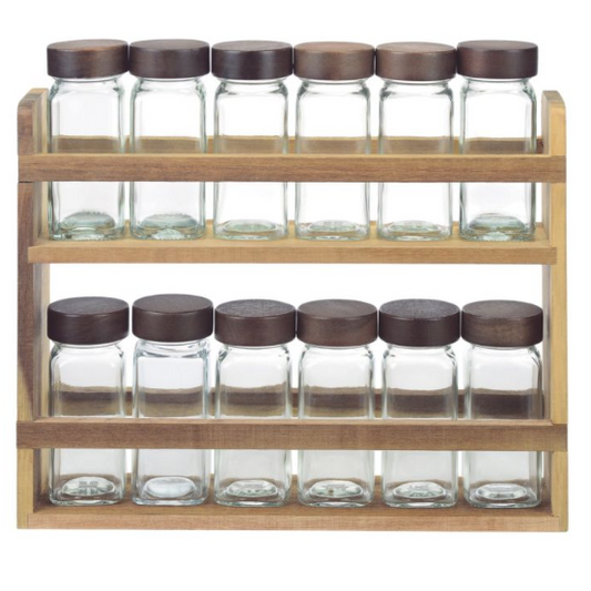 BRICARD Set de 13 Pots à Épices en Acacia – 31 × 7 × 27 cm