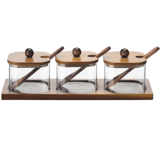 BRICARD Set de Bols de Service en Bois d'Acacia – 7 Pièces