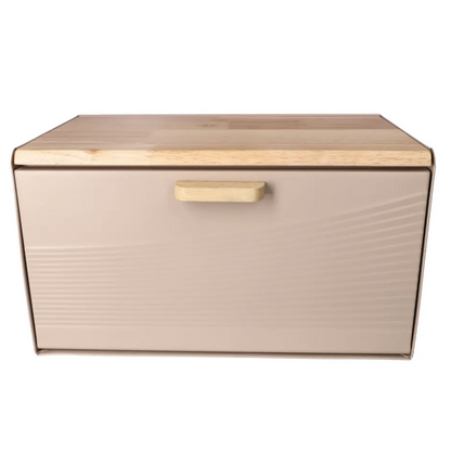 DANNY HOME – Boîte à Pain en Acier Inoxydable et Bois – 35,6 × 21,7 × 21 cm