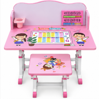 Moody's Bureau et Chaise pour Enfant – Ensemble Scolaire avec Rangement (Rose ou Bleu)