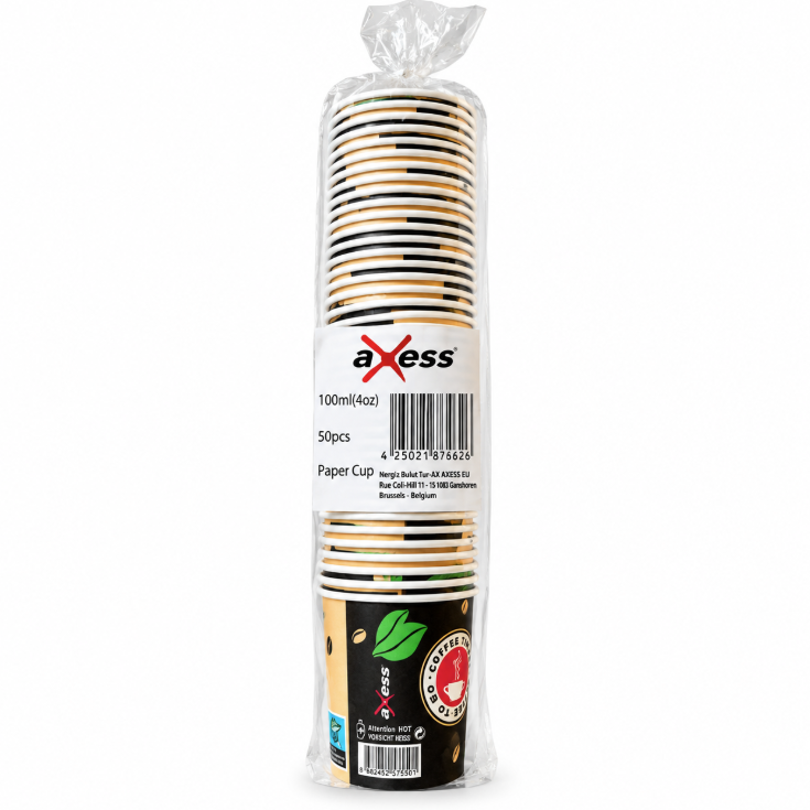 AXESS – Lot de 50 Gobelets en Carton – 100 ml / 200 ml
