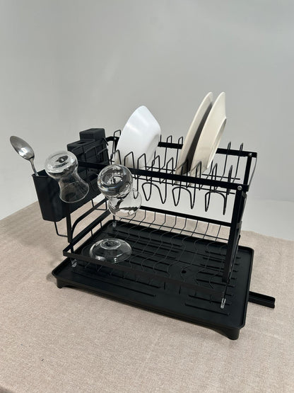 Duhtz Égouttoir à Vaisselle 2 Niveaux avec Porte-Couverts