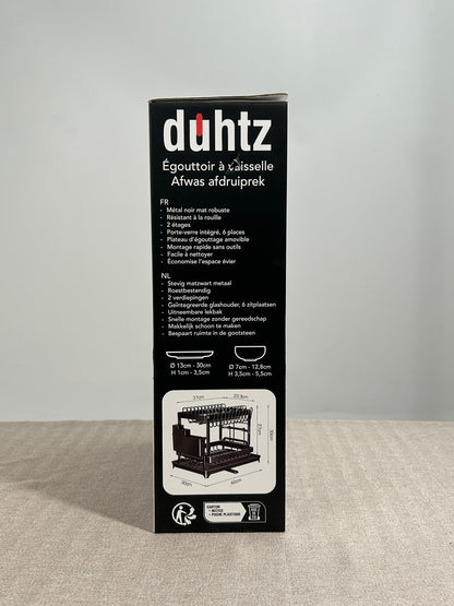 Duhtz Égouttoir à Vaisselle 2 Niveaux avec Porte-Couverts