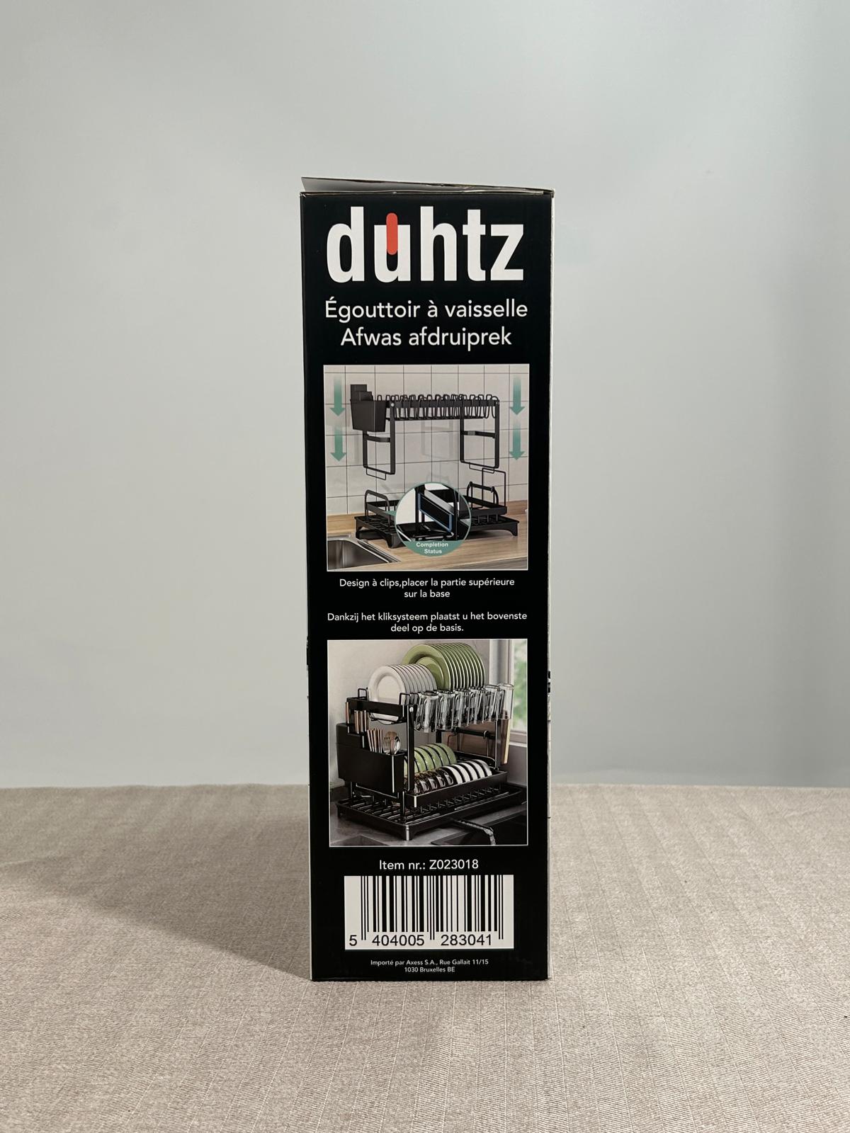Duhtz Égouttoir à Vaisselle 2 Niveaux avec Porte-Couverts