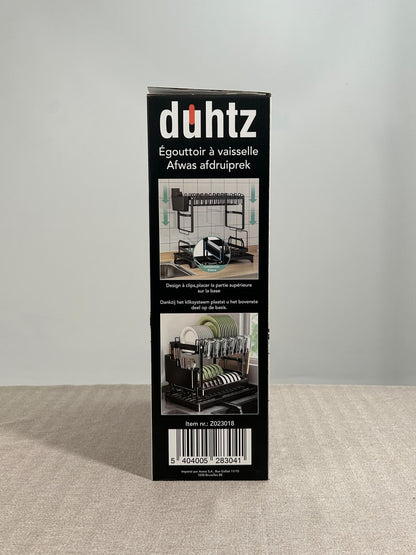 Duhtz Égouttoir à Vaisselle 2 Niveaux avec Porte-Couverts