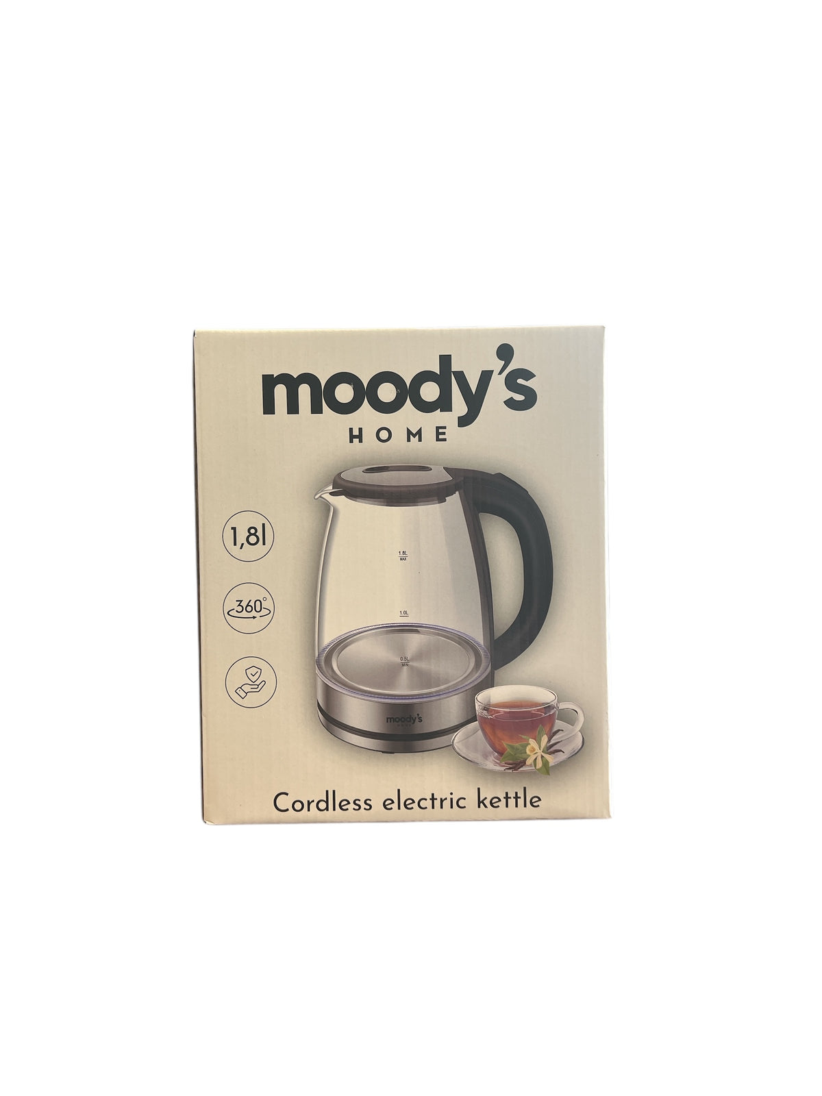 Bouilloire Électrique en Verre 1.8L avec Couvercle en Acier Inoxydable - Moody’s Home