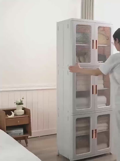 Armoire de rangement modulaire à portes transparentes